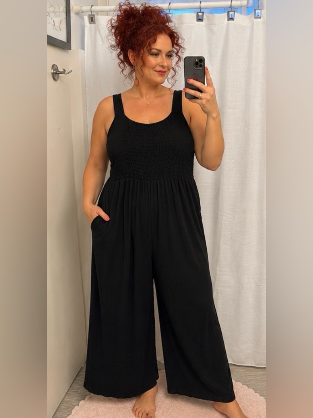 Title: Ava & Viv Black Ribbed Wide-Leg Jumpsuit with Pockets — Size 2X